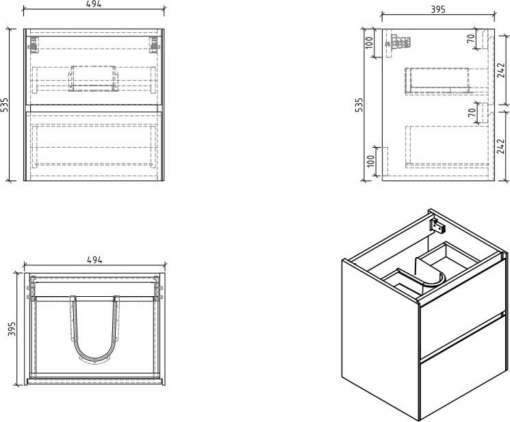 Тумба для комплекта BelBagno Pietra Mini-500-2C-SO-BL Bianco Lucido