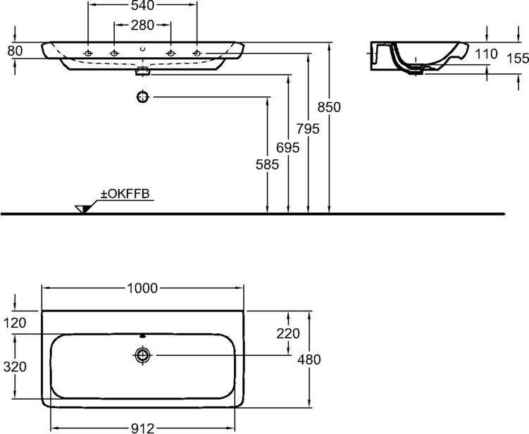 Раковина 100 см Geberit (Keramag) It! 121903000, белый