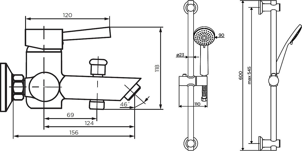 Смеситель для ванны Dorff Logic New D0103030SS, нержавеющая сталь