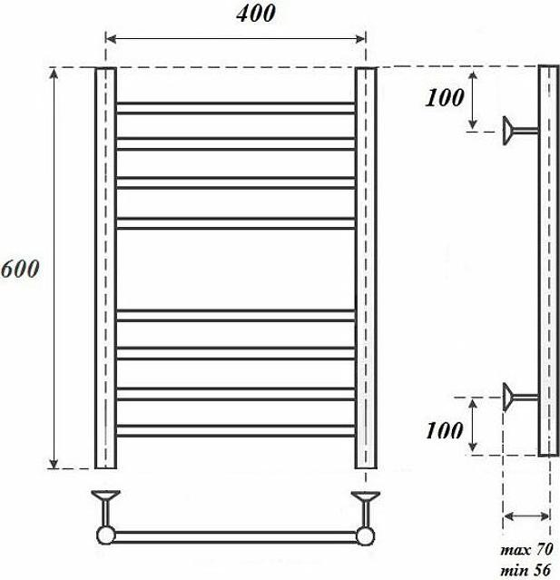 Полотенцесушитель электрический Point PN10146SE П8 400x600 левый/правый, хром