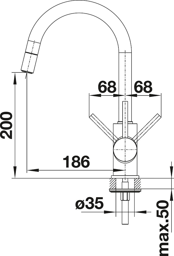 Смеситель Blanco Mida-S Silgranit 521462 тёмная скала