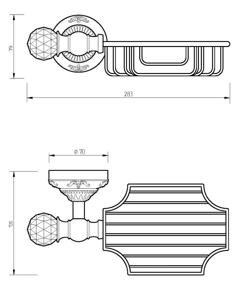 Полка Migliore Cristalia Swarovski 16845 золото