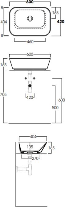 Раковина-чаша Simas Wave WA04 bi*0 60х42х165 см, белый