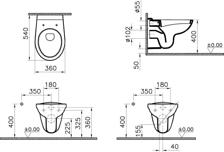 Подвесной унитаз VitrA Normus 6855B003-0101, белый