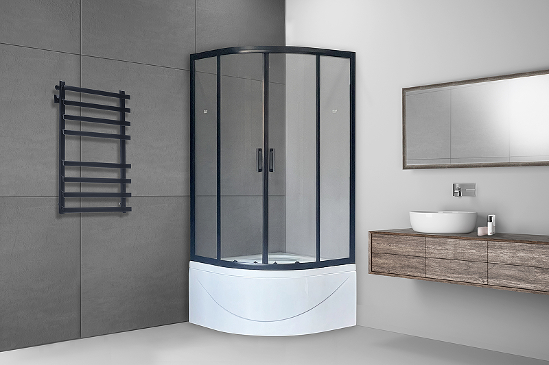 Душевой уголок Royal Bath BK 100x100 RB100BK-T-BL, профиль черный стекло прозрачное