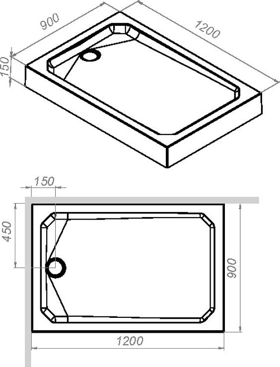 Душевой поддон Am.Pm Gem 120x90 W90T-404-12090W, белый