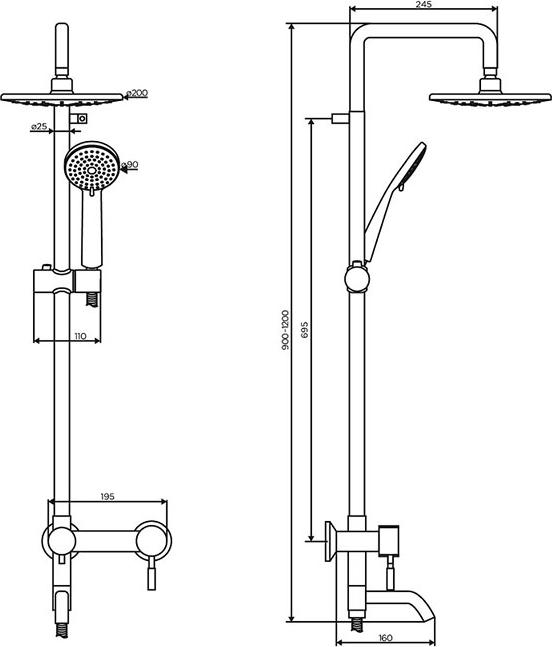 Душевая стойка Dorff Logic D0703000SS, сталь