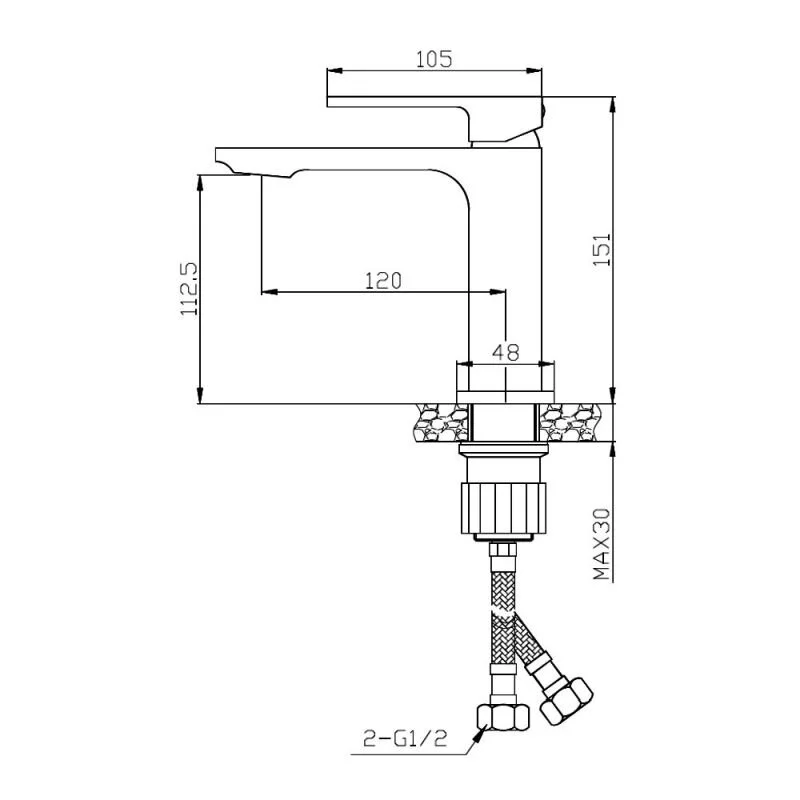 Смеситель Orange Lutz M04-021cr для раковины, хром