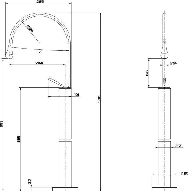 Напольный смеситель для раковины Gessi Goccia 33624#279, белый матовый