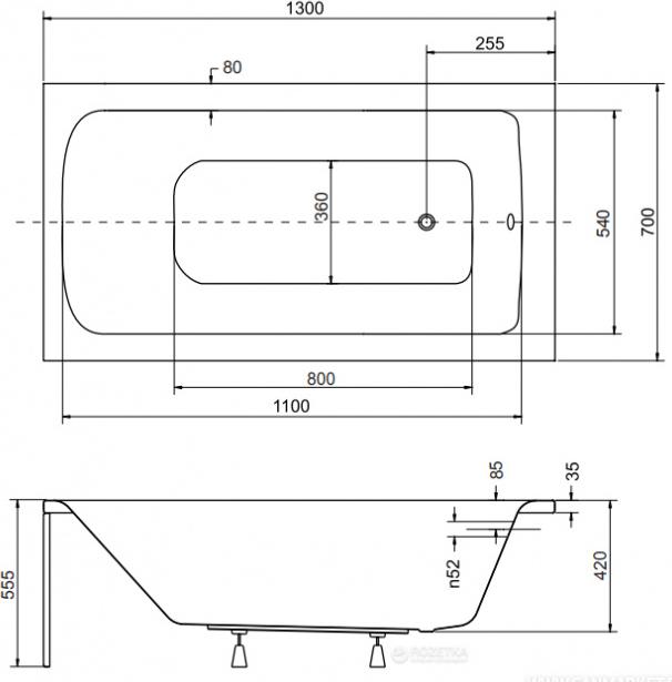 Акриловая ванна Besco Talia 150х70 WAT-150-PK