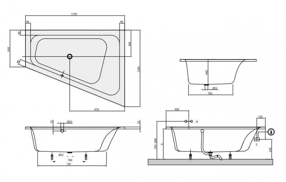 Акриловая ванна Villeroy & Boch Loop&Friends UBA175LFS9LIV-01 белый