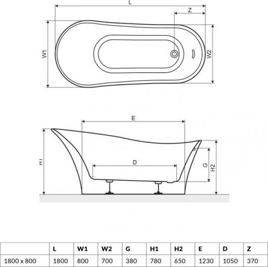 Акриловая ванна EXCELLENT Mirage 180х80 см WAEX.MRP18WH