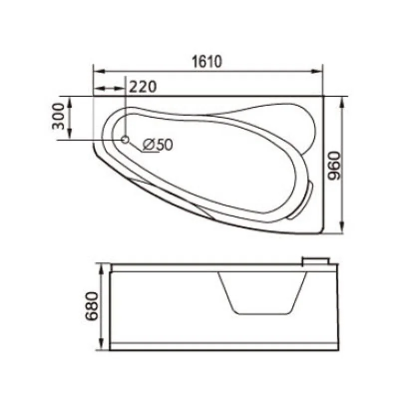 Акриловая ванна Gemy G9046 K L белый