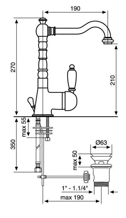 Смеситель для раковины Emmevi Laguna 40513OR золото