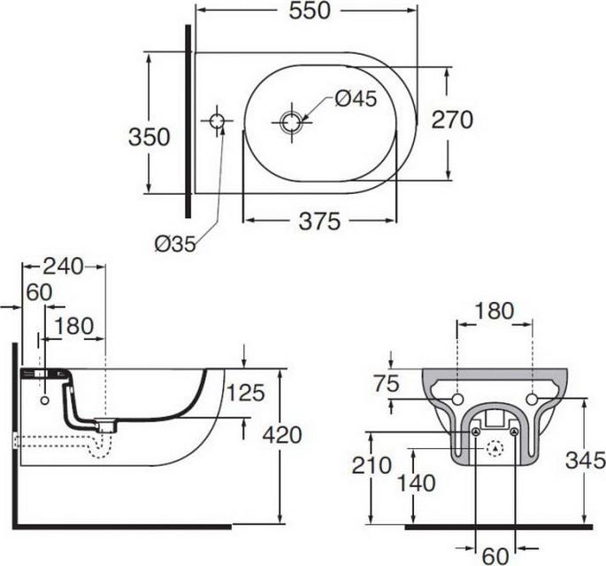 Подвесное биде Azzurra Nuvola NUV500/SOSK