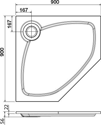 Поддон для душа Cezares Tray P 90