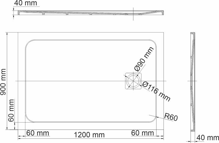 Душевой поддон WasserKRAFT Rhin 44T07 120x90 см, белый мрамор