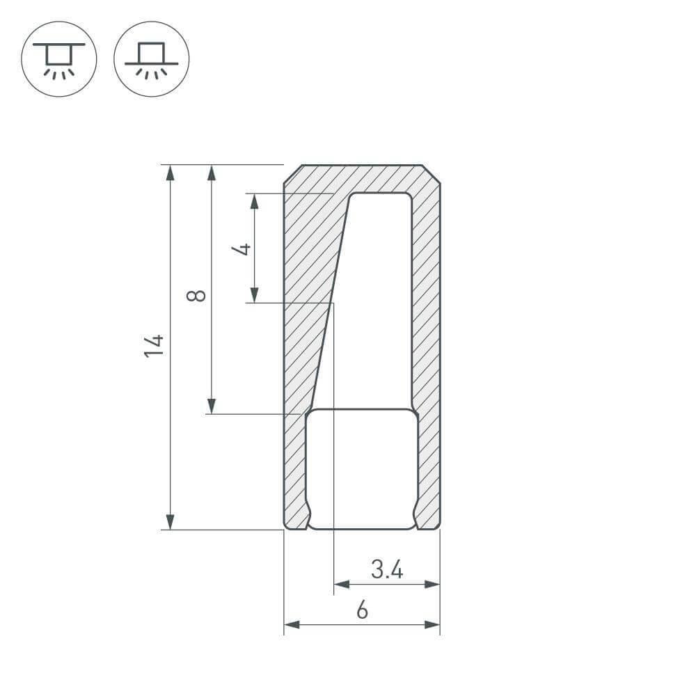 Профиль с рассеивателем Arlight ALU-NANO-6-2000 ANOD+SILICONE 021940