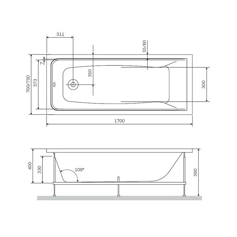 Акриловая ванна AM.PM Like W80A-170-070W-A/W80A-170-070W-R/W80A-170-070W-Po белый