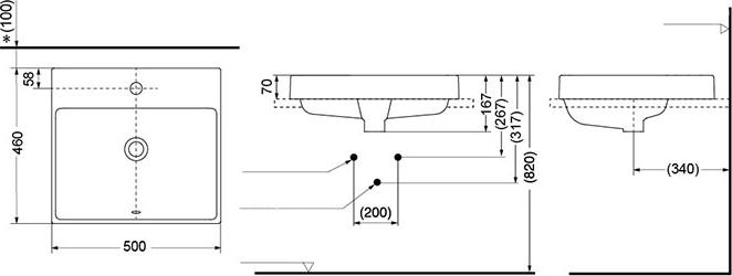 Раковина 50 см TOTO MH LW1615CB, белый