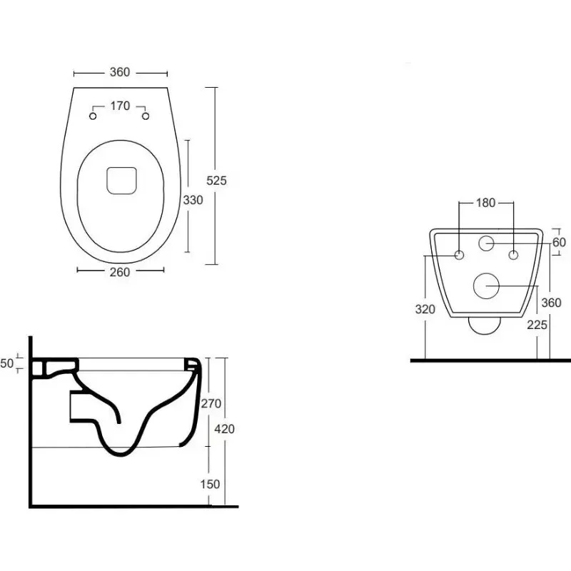 Унитаз подвесной White Ceramic Basic Circle W020304, безободковый, цвет белый матовый