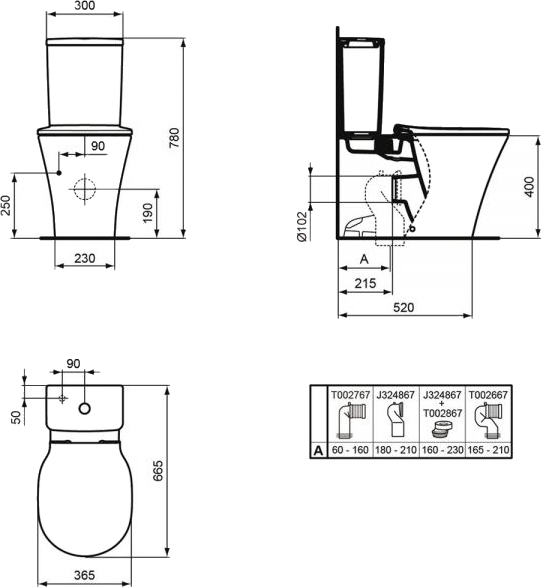 Унитаз-компакт Ideal Standard Connect Air AquaBlade E013701 с микролифтом