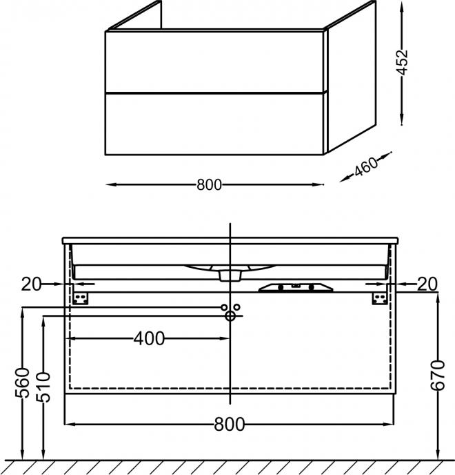 Тумба для комплекта 80 см Jacob Delafon Vox EB2078-R2-G92 миндальный блестящий