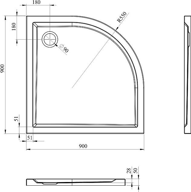 Душевой поддон Lavinia Boho One 90x90 3701290S, белый