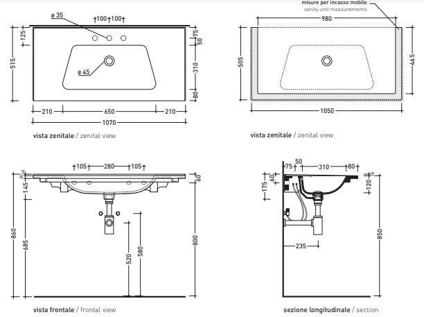 Раковина Flaminia Bloom BM105L/1.7006 бежевый