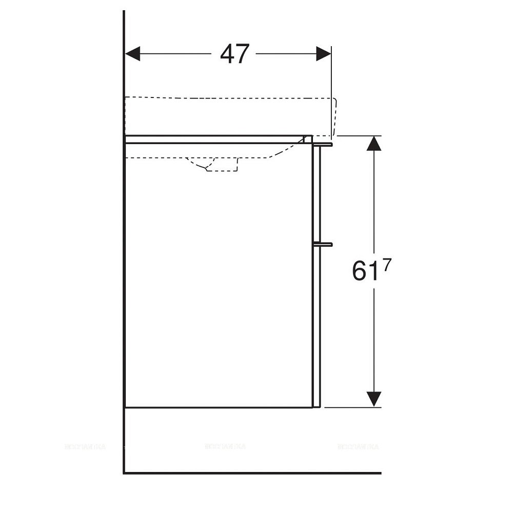 Тумба с раковиной Geberit Smyle Square пекан 500.229.01.1+500.352.JR.1