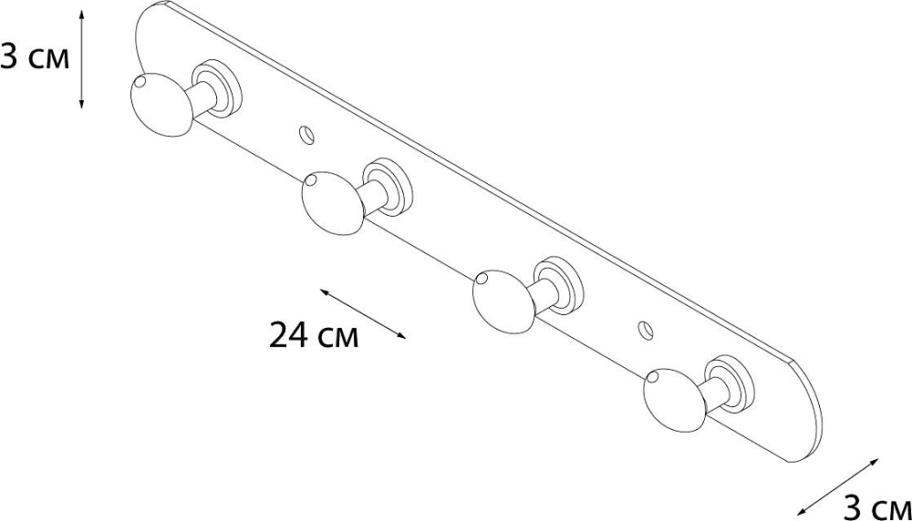 Планка Fixsen FX-1414 хром 4 крючка