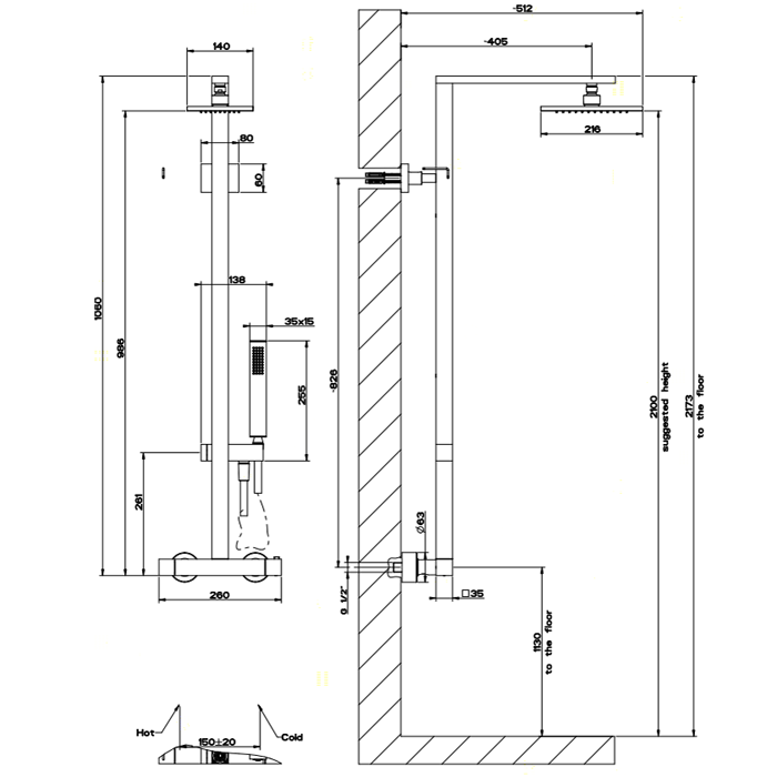 Душевая стойка Gessi Rettangolo 23447#031 с термостатом, хром