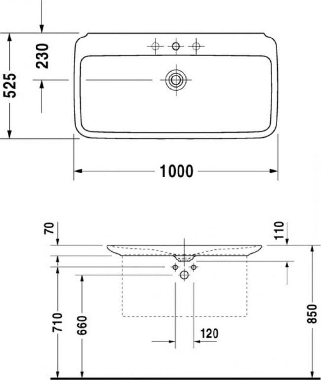 Раковина для мебели 100 см Duravit PuraVida 0371100000