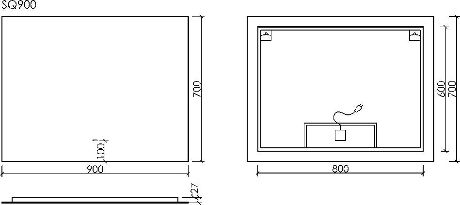 Зеркало Sancos Square 90х70 SQ900