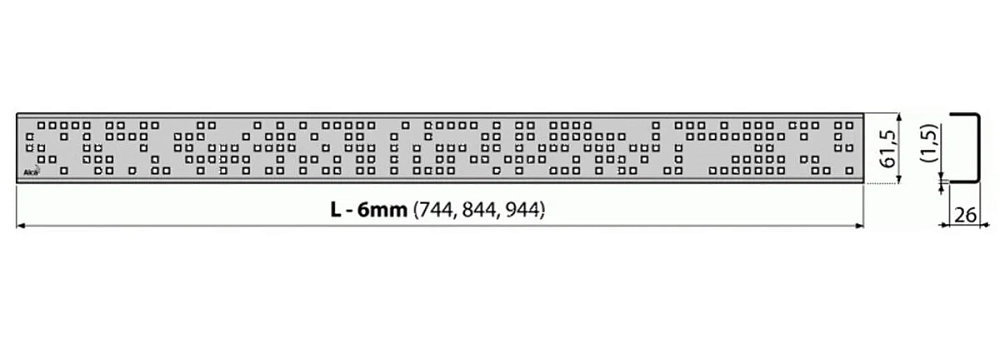 Решетка водосточная AlcaPlast Code-750M, нержавеющая сталь матовая