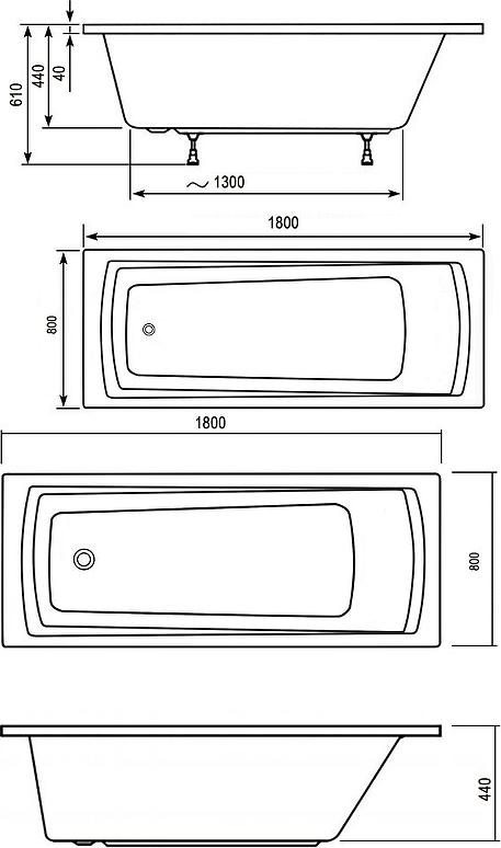 Акриловая ванна Ravak Domino Plus 180x80 C651R00000, белый