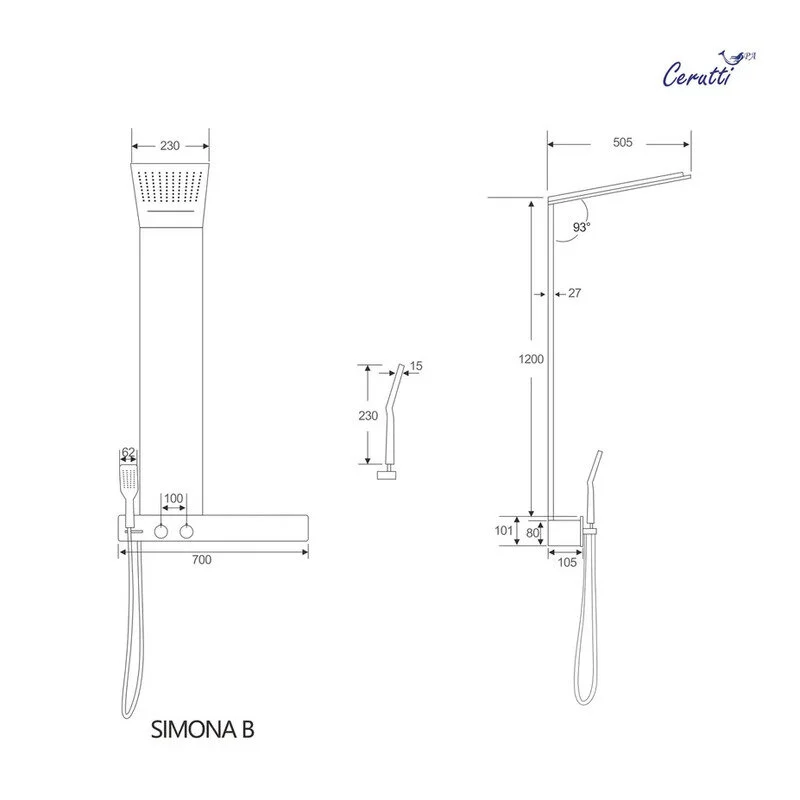 Душевая панель  Cerutti Spa Simona CT9660 черный