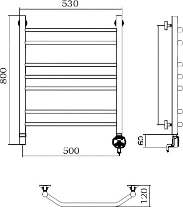 Полотенцесушитель электрический Aquanerzh Трапеция R 80x50 06-03A8050_R