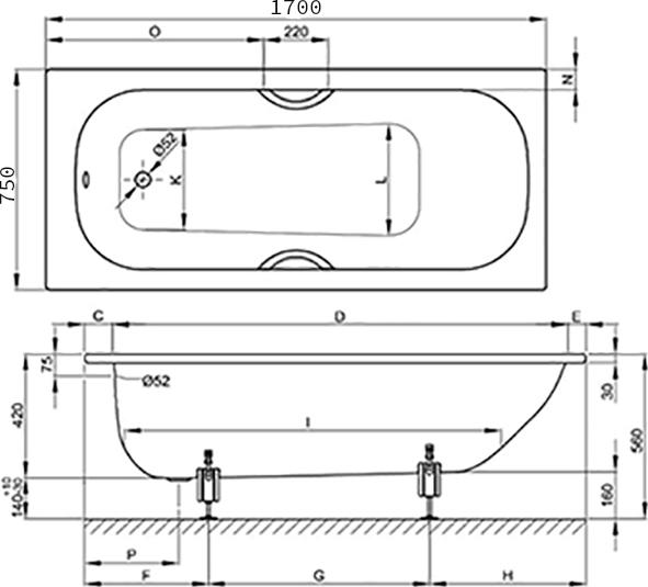 Ванна с шумоизоляцией Bette Form 2020 2947-000 AD, PLUS, AR 170х75х42, с BetteGlasur Plus и покрытием анти-слип, белый