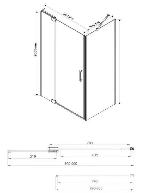 Душевой уголок Vincea Extra VSR-1E809080CL 90x80, хром, стекло прозрачное