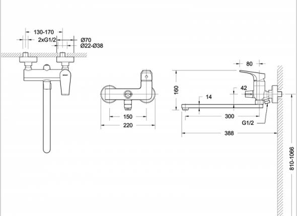 Смеситель Bravat Vega F6119177CP-01L для ванны