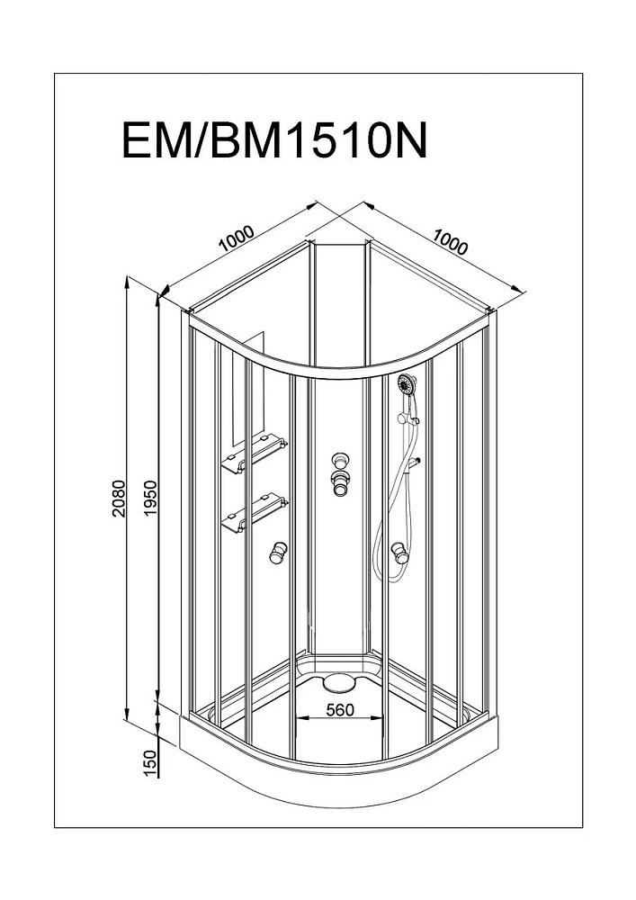 Душевая кабина Deto Bm BM1510NBLACK