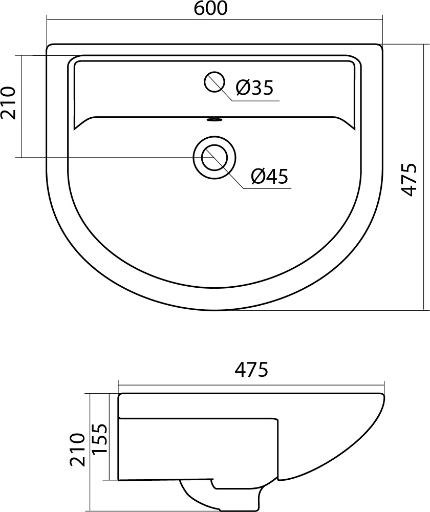 Раковина Santek Астра 1WH110201 60 см.