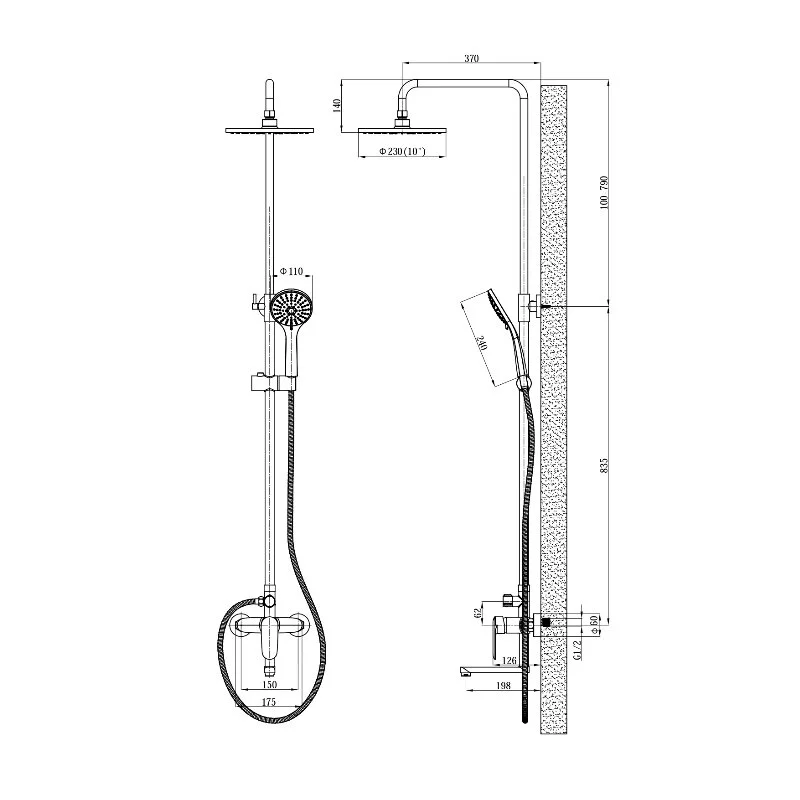 Душевая система Esko Lagos Gun Metal ST205LGGM серый