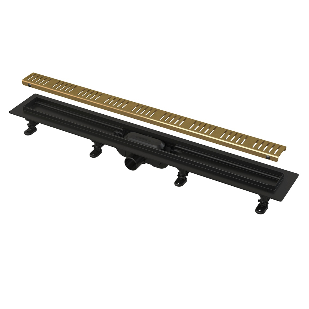 Душевой лоток AlcaPlast Simple APZ10BLACK-550BRASS с решеткой