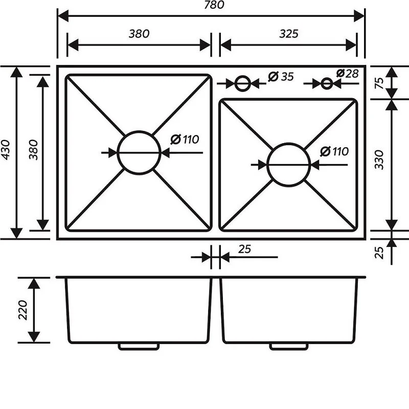 Кухонная мойка РМС MR-7843BL черный