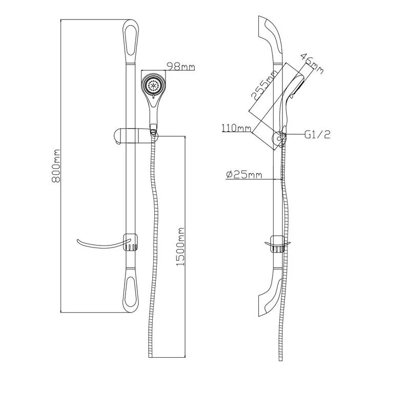 Душевой гарнитур Gllon GL-S6418WB+R1110B+H109 хром