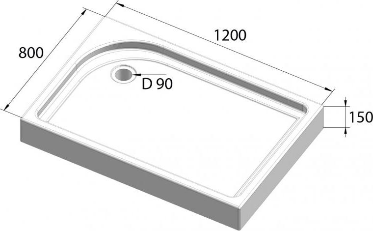 Поддон для душа BelBagno TRAY-BB-AH-120/80-15-W-L