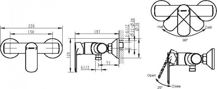 Смеситель для душа Bravat Louise F9191183CP-01-RUS, хром