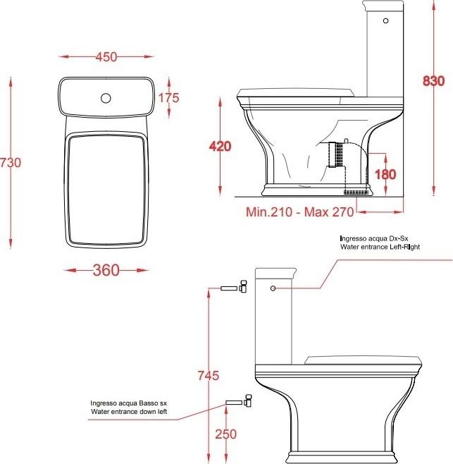 Чаша унитаза-компакт Artceram Civitas CIV004 34 00, серый